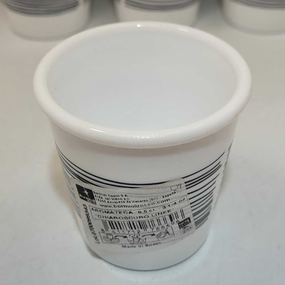 Bormioli Rocco 3.25 oz Opal Glass (No Handle) Tea Cups Set of 7 Linee Design NWT - Picture 13 of 16